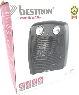 Produktbild von Bestron Heizlüfter mit 2 Leistungsstufen, inkl. Umkippsicherung & Überhitzungsschutz, für Räume bis zu 20m², 2000 Watt, Farbe: Schwarz
