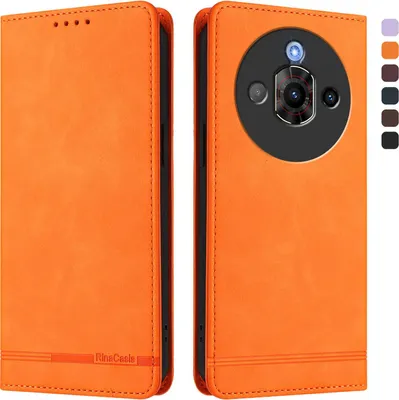 Obrázek produktu pro Pouzdro pro ZTE Nubia Focus Pro 5G, retroPolyuretankožené flip pouzdro s stojánkem a přihrádkami na karty Pomerančový