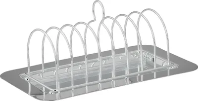 Produktbild von Toast-Ständer auf Tablett für 8 Toast, inklusive Glasscheibe, versilbert, Tablett - Aussen-D: 28,0