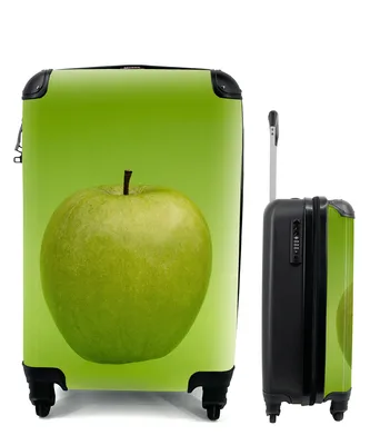 Produktbild von MuchoWow® Koffer Handgepäck Trolley Rollkoffer Kleine Reisekoffer mit 4 Rollen - Obst - Apfel - Grün - Cabin Size < 55x40x23 cm & 55x40x20 cm - Fotokoffer - Kabinenkoffer - Boardgepäck - Reise-Box - Reisekoffer - Reisegepäck - Koffer mit Bild - Trolley für Kinder