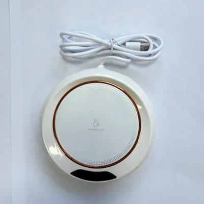 Produktbild von USB-Tassenwärmer mit Digitalanzeige, 3 Temperaturstufen und 11,2 cm Heizfläche für Kaffee, Tee und Milch - Weiß