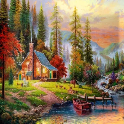 Produktbild von Malen nach Zahlen 5d Diamond Painting Haus im Wald Malen nach Zahlen 20x30cm