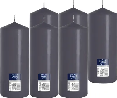 Zdjęcie produktu dla Świeca walec BISPOL Aura 90H 20CM SW80/200 SZARA 6szt.