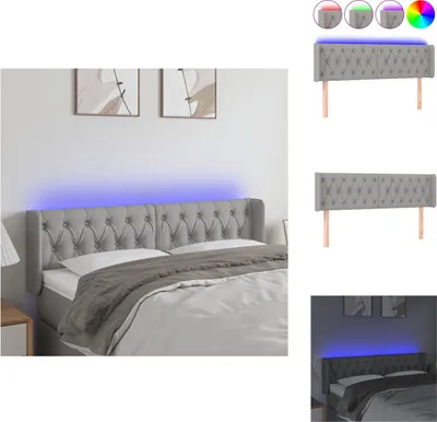 Imagen del producto de vidaXL Cabecero LED, gris claro, 147 x 16 x 78/88 cm, tela - Cabecero y piecero