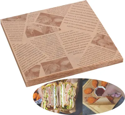Produktbild von Brottüten Wachs-Papier Ölbeständig - 50 Stück, Geeignet zum Einpacken von Hähnchenrollen, Burgern, Pommes, Gegrilltem Hähnchen (25cm)
