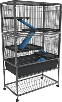 Produktbild von JOIEYOU Hamsterkäfig Meerschweinchen Käfig 88x48x150 cm Kleintierkäfig Rattenkäfig mit Sicherheitsschlösser, Leiter, Lagerregal und Rollen Hamster Käfig Nagerkäfig Kleintierstall