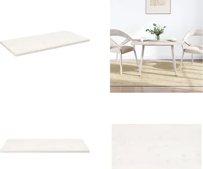 Produktbild von vidaXL Tischplatte Weiß 100x50x2,5 cm Massivholz Kiefer Rechteckig - Tischplatte - Tischplatten - Holztischplatte - Massivholztischplatte