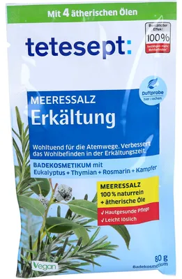 Produktbild von Tetesept Meeressalz Erkältungszeit 80g, Badesalz, Mehrfarbig, Fest, Unisex, Erwachsene, Deutschland