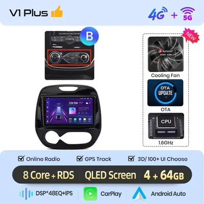 Obrázok produktu pre Android autorádio s navigačným systémom a multimediálnymi funkciami, vybavené 9-palcovým dotykovým displejom a podporou bezdrôtového CarPlay