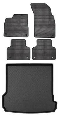 Productafbeelding van Rubberen automatten + kofferbakmat voor Audi Q7 II vanaf 2019 – 5-delig, zwart, op maat – Wielganizator SolidPRO