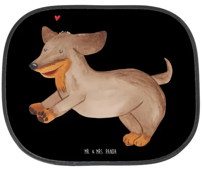 Produktbild von Mr. & Mrs. Panda Sonnenschutz Auto Hund Dackel - Schwarz - Geschenk, Hunde, für, Herz, saugnapf, Seitlicher, Fürs, Hitzeschutz, Sonnenblende, Sprüche
