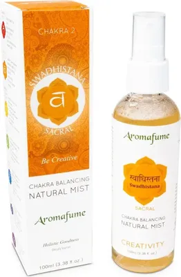 Produktbild von Lufterfrischerspray Swadhistana 2. Chakra Aromafume – Packung mit 3 Stück – 100 ml