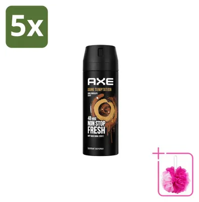 Imagen del producto de 5 aerosoles desodorantes Axe Dark Temptation de 150 ml - Paquete ahorro - 5 unidades