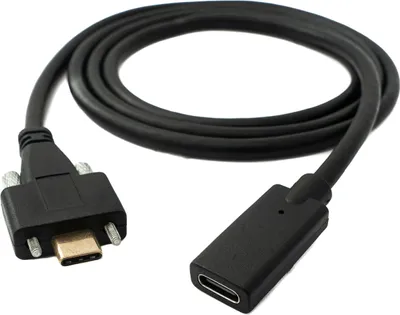Produktbild von SYSTEM-S USB 3.1 Kabel 100 cm Typ C Stecker zu Buchse Schraube in Schwarz