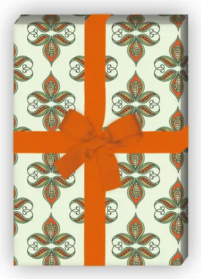 Produktbild von Paisley Geschenkpapier mit Lilien Ornament, mint - G11507, 32 x 48cm