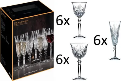 Produktbild von Nachtmann Palais 18tlg Set mit je 6x Weiß- und Rotweinkelch und Sektglas