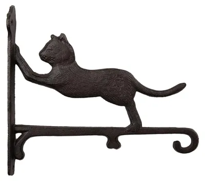 Zdjęcie produktu dla Clayre & Eef Wieszak ścienny w kształcie kota 26 x 5 x 23 cm, brązowy metal
