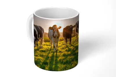 Produktbild von KitchenYeah® Tasse Kaffeetasse Kaffeebecher 350 ml Kuh - Gras - Sonne Teetasse - Fototasse - Becher - Keramikbecher - Teebecher - Kaffeetasse - Bürotasse