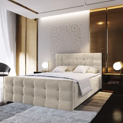 Produktbild von Masseno Boxspringbett AMON 180x200 cm Komplett-Set mit Bonell Matratze und Topper, Polsterbett mit Bettkästen -Beige, COSMIC 10