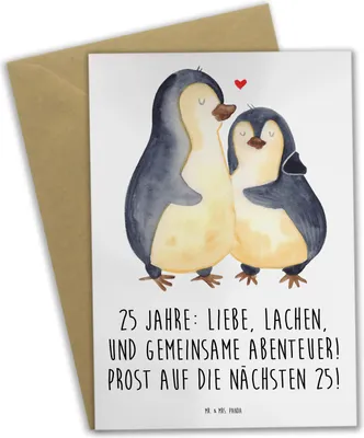 Produktbild von Mr. & Mrs. Panda Glückwunschkarte 25. Hochzeitstag Silberne Hochzeit - Weiß - Geschenk, jubiläumskarte, weihnachtskarten, Heiraten, Heirat, Treue, Grußkarten, Liebe
