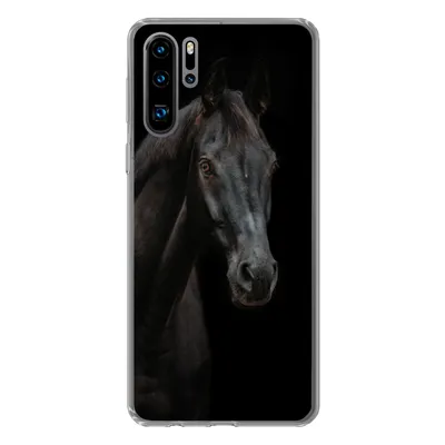 Produktbild von MuchoWow® Handyhülle Schutzhülle Hülle für Huawei P30 Pro Pferd - Nutztier - Schwarz Silikon Softcase Handy Hülle - Schutzdeckel