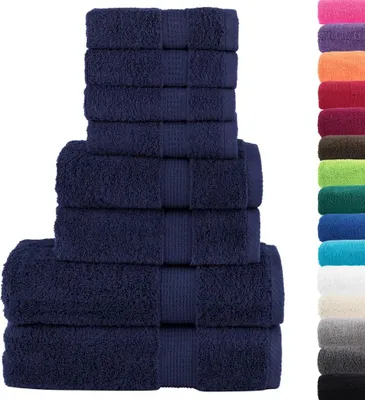 Produktbild von vidaXL 8 tlg. Premium-Handtuch-Set SOLUND Marineblau 600 g/m²