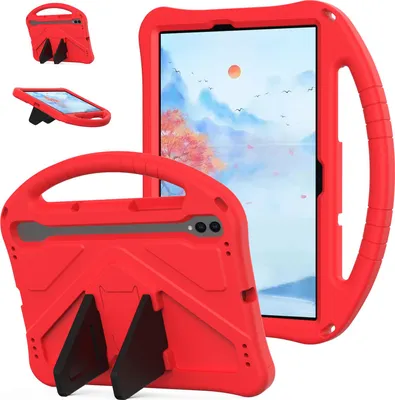 Obrázek produktu pro Dětské pouzdro pro Samsung Galaxy Tab S10 FE 10,9" 2025, EVA lehké nárazuvzdorné pouzdro s skládacím stojánkem a rukojetí červené