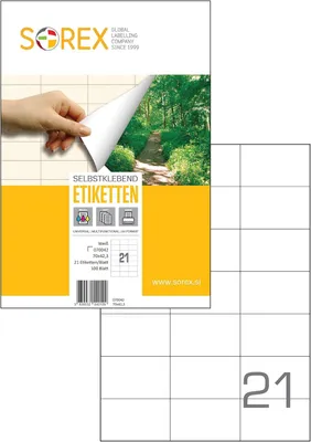 Produktbild von Selbstklebende A4 Etiketten, 70 x 42,3 mm, 100 Blatt, für Drucker