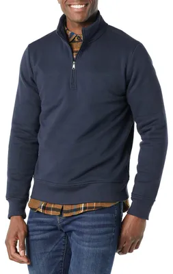 Productafbeelding van A. Essentials heren fleece sweatshirt met lange mouwen en een rits tot halverwege, maat M