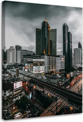 Produktbild von Leinwandbild wolken über der stadt 60x90 cm Feeby grau wandbild bereit zum aufhängen