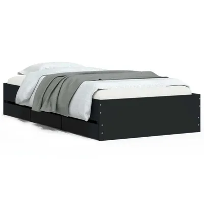 Produktbild von vidaXL Bettgestell mit Schubladen Schwarz 100x200 cm Holzwerkstoff