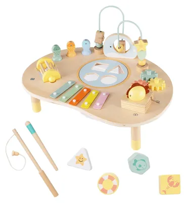 Image de Table d'activités en bois FANTASK, table motrice Montessori pour enfants à partir de 1 an, éducative