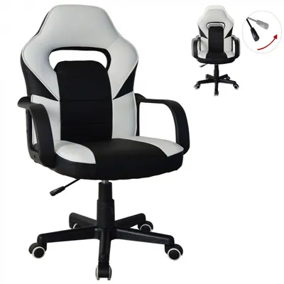 Produktbild von Bürostuhl Thomas Junior - Gaming Stuhl Racing Gaming Style - höhenverstellbar - schwarz und weiß