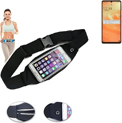 Produktbild von K-S-Trade Jogging-Armband kompatibel mit Sharp Aquos Sense6s Gürteltasche Umhängetasche Bauchtasche schwarz Sport Running Jogging Fitness Laufen