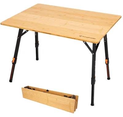 Produktbild von Bambus Campingtisch Woboo M Camping - Klapptisch Faltbar Holz Stufenlos