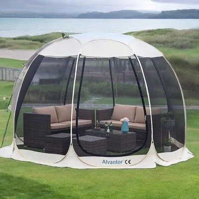 Image de Tente avec protection UV instantanée - Tente parapluie - pour 4 à 6 personnes - 305 x 305 cm - Beige