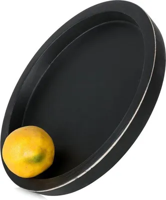 Immagine prodotto di Vassoio rotondo in legno nero decorativo
