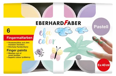 Produktbild von Fingerfarbe Fingermalfarbe - 6 Pastellfarben - 6 x 40 ml - Ungiftig - Auswaschbar