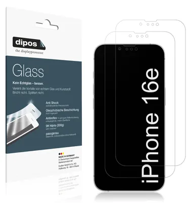 Produktbild von 2x Schutzfolie für Apple iPhone 16e matt - Anti-Shock 9H Folie dipos Glass Kunststoffglas