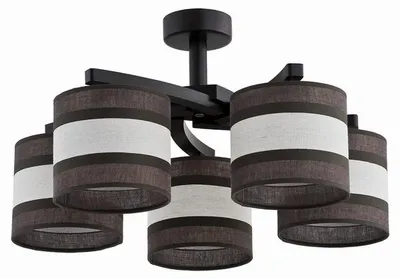 Produktbild von Hängelampe mit Lampenschirm, Marke PERGITO, Farbe: Schwarz, 5 x E27 Fassungen, 15W, Stoff, Abmessungen: 33,5 x 58 x 58 cm, Schutzart: IP20, Modell: Alfa
