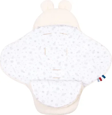 Produktbild von Bellochi Universal Baby Einschlagdecke für Babyschale und Autositz Kinderwagendecke Fußsäck z.B. passend für Maxi-Cosi, Römer, Cybex - Teddybär beige