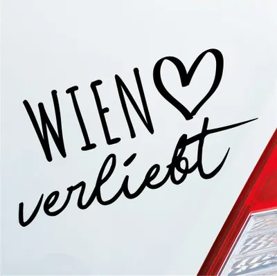 Produktbild von Auto Aufkleber Wien verliebt Herz Stadt Heimat Liebe Car 19x10 cm Schwarz Glanz Sticker Heckscheibenaufkleber