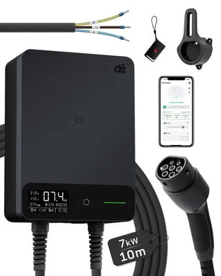 Obrázek produktu pro Nabíjecí stanice pro elektromobily – 7,4 kW – kabel typu 2, 10 metrů – s inteligentní aplikací – bílá