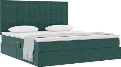 Produktbild von (Design 2026） Aufbewahrungsbett mit Matratze Dunkelgrün 180 x 200cm Samt - HOMMIE 323389 - Klassische BettenJugendbett Tagesbett