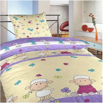 Produktbild von Baumwollbettwäsche Schaf groß lila 90x130, 45x60 cm II.jak