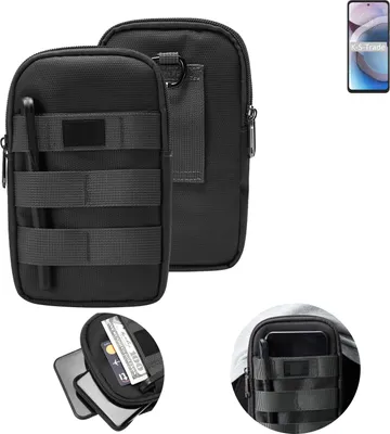 Produktbild von K-S-Trade Holster Gürtel Tasche kompatibel mit Motorola Moto One 5G Ace Handy Tasche Schutz Hülle dunkel-grau viele Fächer, 1x