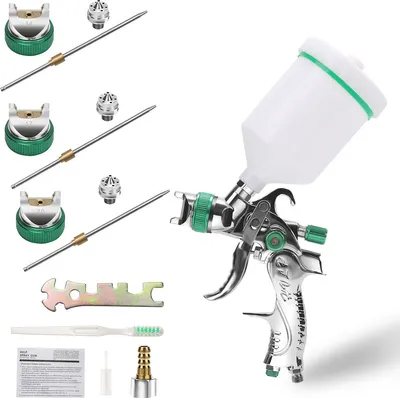 Immagine prodotto di Jiubiaz Lackierpistole SET 1,4 + 1,7 + 2 mm HVLP Sprühpistole Spritzpistole, Düse:1.4 + 1.7 + 2mm