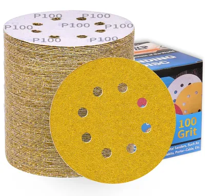 Immagine prodotto di 100 dischi abrasivi da 125 mm con sistema di fissaggio a velcro, marca non specificata