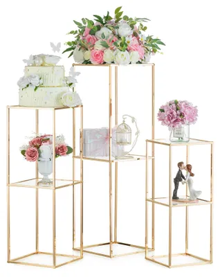 Goldene Vasen 3er Set 60/80/100 cm, Blumenständer Metall