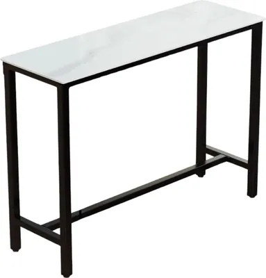 Obrázek produktu pro Barový stůl Milano - 120 cm vysoký barový stůl pro vnitřní použití - Kuchyně a obývací pokoj - Mramorový vzhled - Pro 4 až 6 osob - Bílo-šedý